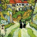 Village Street and Steps in Auvers with Figures - Vincent van Gogh, 1890