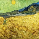 Wheat Field with Reaper and Sun - Vincent van Gogh, 1889
